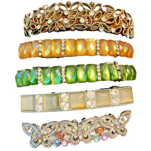hair clips barrettes silvertone rhinestones‎ multi-colors gifts teens mom Lot o5